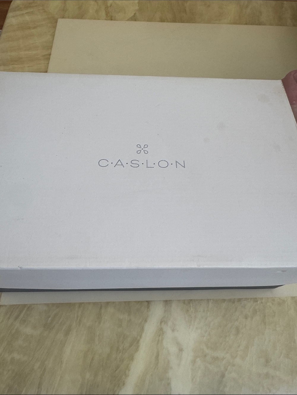 Caslon White Accessory Case with Subtle Logo
